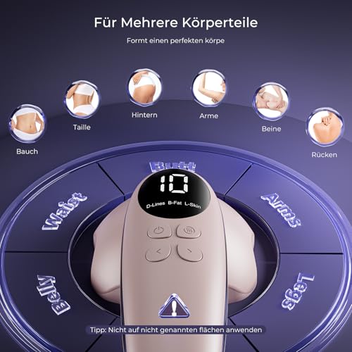Oranmagic Cellulite Massager Anti Lipedema Hand Massager, Proven Effectiveness, with 6 Massage Heads, Suitable for Abdomen, Waist, Arms, Legs, Buttocks (Rose Gold)