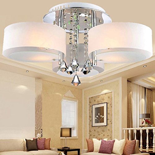 LOCO LED Modern acrylic crystal chandelier 3 lights (Chrome) ， Modern Ceiling Light Fixture For, Hallway, Bedroom, Living Room