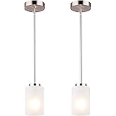 Eietonte 1-Light Mini Pendant Light Fixtures, Industrial Chandelier Hanging Ceiling Light with Opal White Shades, Adjustable 