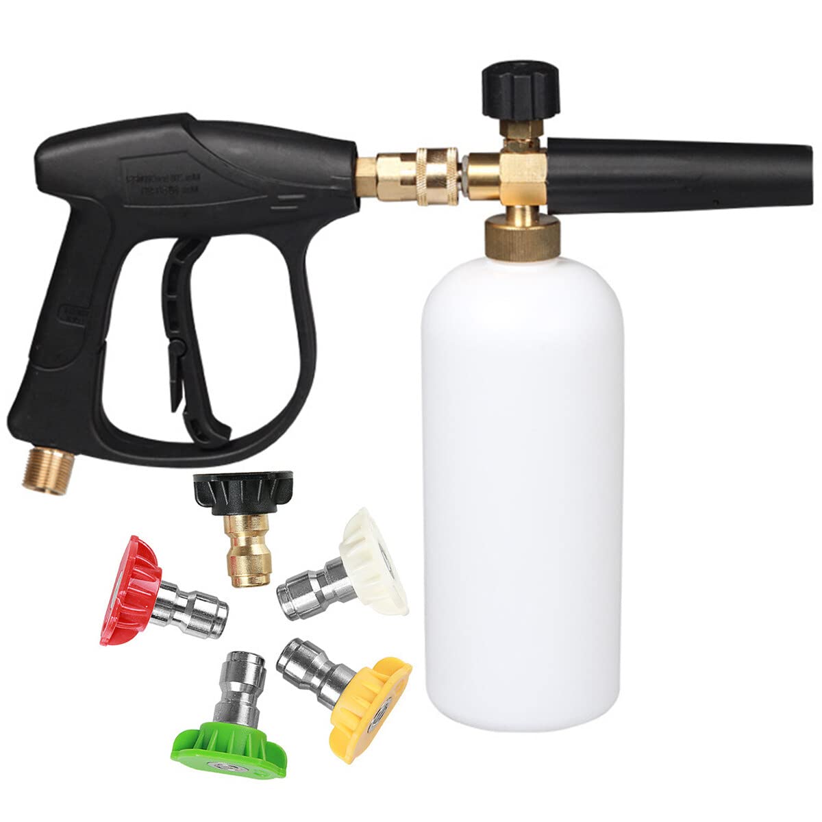 Ruiqas Foam Cannon Lance Gun High Pressure Foam Lance Quick Release Foam Cannon Bottle with 5 Nozzles for Car Cleaning
