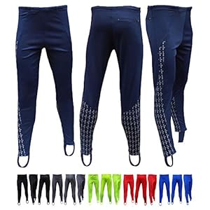 Acclaim Athens Mens Four Way Stretch Polyester Reflective Print Running Exercise Fitness Training Elasticated Tie Cord Waist Track Tights Pants Leggings