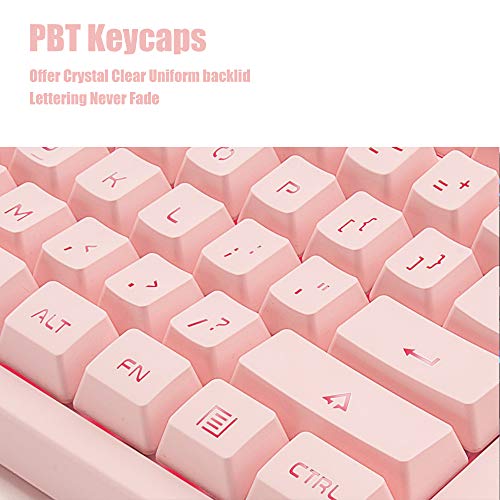 Basaltech Pink Keyboard with 7-Color LED Backlit, 104 Keys Quiet Silent Light Up Keyboard, 19-Key Anti-Ghosting Cheap… - Image 3