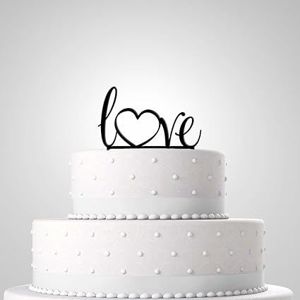 in due Tortendekoration zur Hochzeit - Tortenfigur 'Love' schwarz