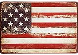 ERLOOD American Flag Logo Retro Vintage Decor Tin Sign