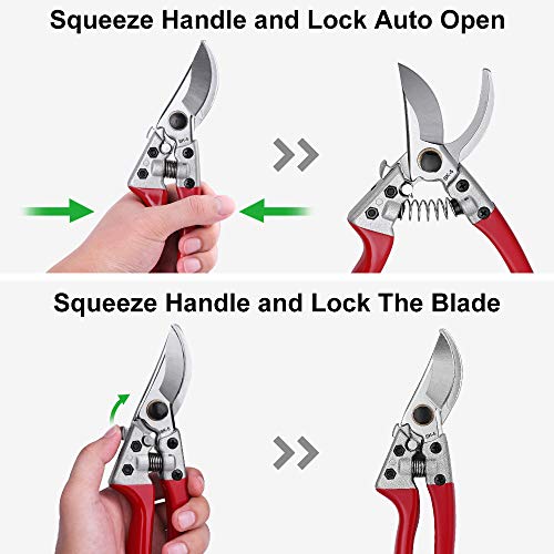 WYF 8.3 Inches Bypass Pruning Shears, Professional Hand Pruners Garden Clippers with SK5 Stainless Steel Blades, Flower Cutter, Garden Shear, Secateurs Hand Trimmers for Gardening