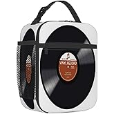 GzLeyigou Retro Music CD Kids Lunch Box Thermal Cooler Bento Tote Bags Portable Insulated Lunch Bag for Girls Boys, Mini Cooler Back to School Beach Picnic Travel