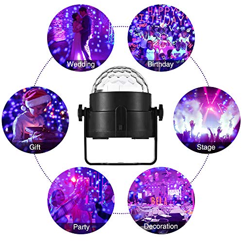 SOLMORE LED UV Black Light 3W Disco Ball Party Lights DJ Lights Sound Activated Strobe Light Stage Lighting for House Party Nightclub Karaoke Dance Wedding Ballroom Halloween Event(with Remote) - Thumbnail 5