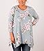 XUERRY Women Plus Size 3/4 Sleeve Tunic Tops Loose Floral Print Shirt(Dusty Blue,XL)