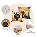 Kitette WEYON Happy Halloween Throw Pillow Covers 18 x 18 Inch Owl/Bat/Witch/Castle Theme Sofa Home Decorative Cotton Linen Cushion Covers Set of 4