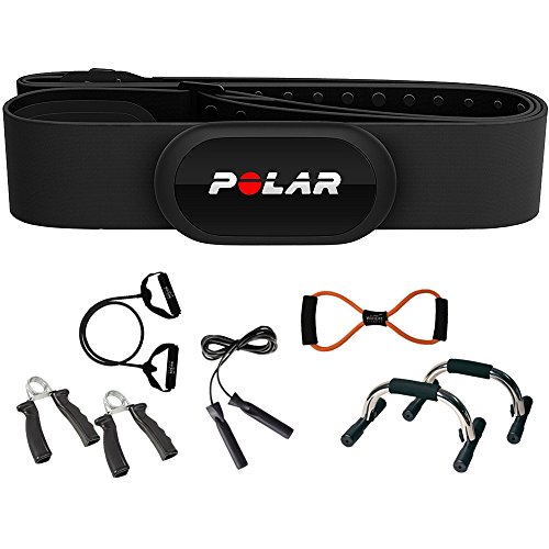 Polar H10 Adjustable (M-XXL) Heart Rate Sensor and Fitness Tracker Black + Sharper Image 7-in-1 Total Resistance Fitness Kit