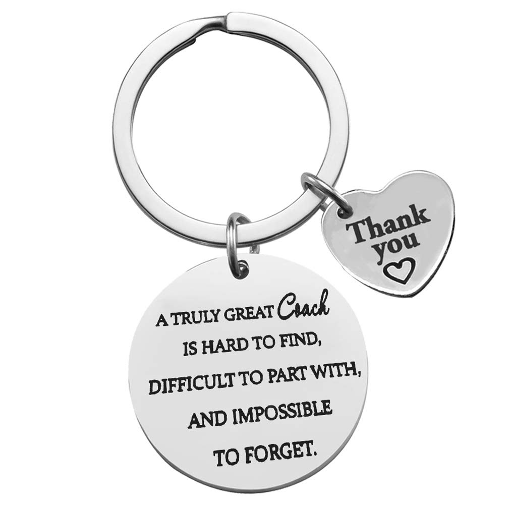 Thank You Key Ring for Coach A Truly Great Coach is Hard to Find Keyring Appreciation Gift for Coaches Baseball Basketball Hockey Football Coach Birthday Christmas Graduation Gift for Men and Women