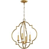 Quorum 6842-4-74 Transitional Four Light Entry Pendant from Dublin Collection in Gold, Champ, Gld Leaf Finish,