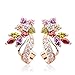BAMOER Rose Gold Plated Flower Design Multicolor Cubic Zirconia Stud Earrings for Women Girls CZ Jewelry