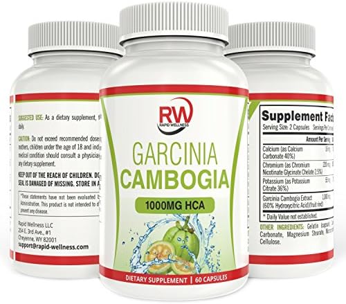 RapidWellness -100% Pure Garcinia Cambogia Extract - Made in the USA - Fat Burner - Appetite Suppressant - Lose weight quick! …