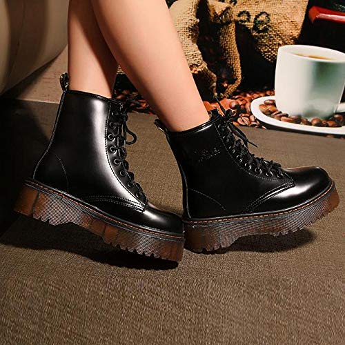 Londony ♪✿ Clearance Sales,Women's Lace-Up Non-Slip Leather Combat Boot Low Heel Riding Shoes Ankle Booties