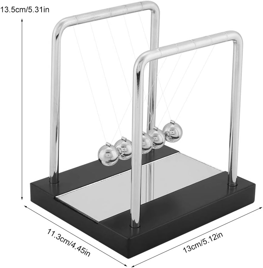 Balance Balls Toy With Mirror Newton's Cradle Balance Balls Wooden Base Art in Motion Toys for Kids Adults Physics Science Pendulum Ornaments Educational Toy Gift Home Office Desk - Image 3