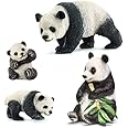 Liberty Imports Cute Giant Panda Family Toy Figures with Cubs - Safari Zoo Animals Plastic Figurines - Educational Detailed G
