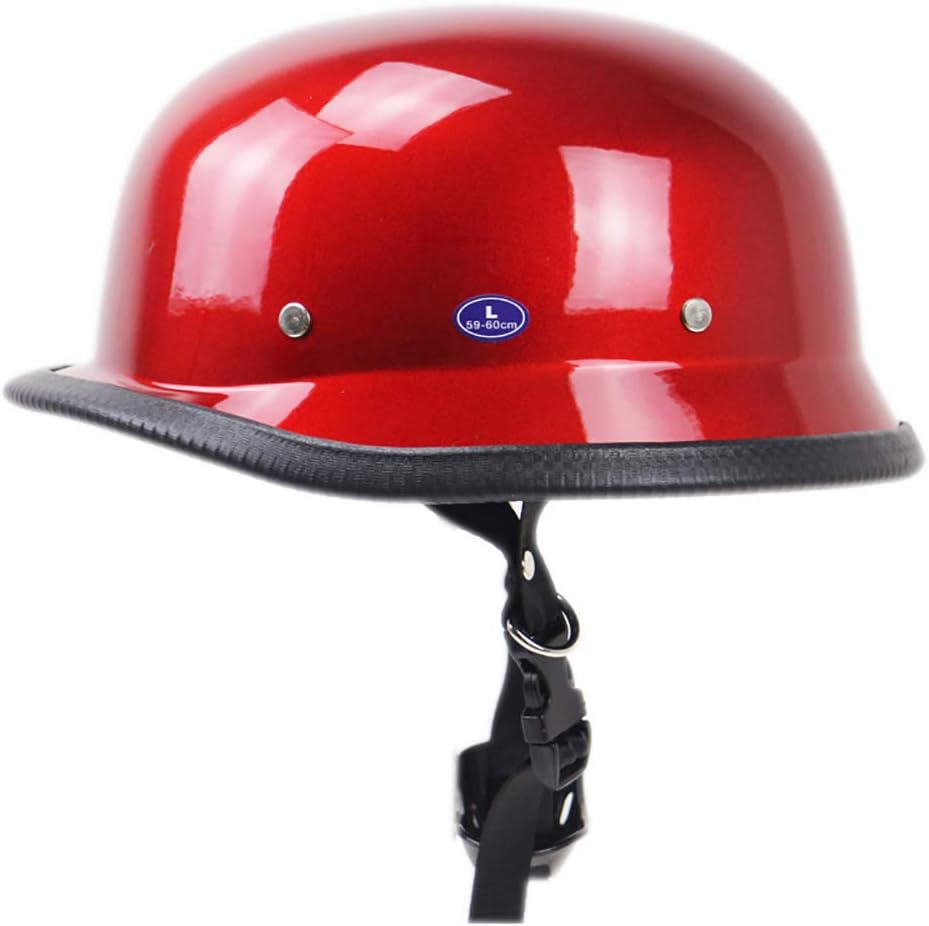 Fashion DOT Certification Harley Motorcycle Men's Helmet Summer Half Helmet ABS Material Prince Helmet Retro Moto Helmet Black Simple Pretty,Red,XXL