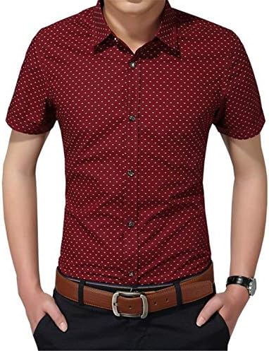 New Cotton Men Social Shirt Mens Short Sleeve Shirts Man Polka Dot 5XL
