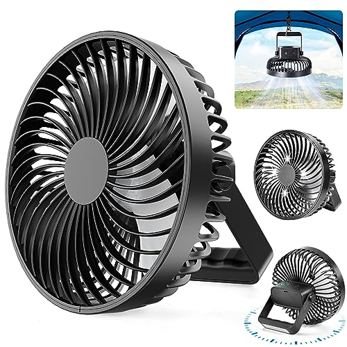 USB Ventilateur Bureau avec Minuterie,Petit Silencieux Puissant Ventilateurs de Table avec Lumière LED,Rechargeable Ventilo sur Batterie,Sans Fil Portable Desk Fan a Pile pour Chambre,Maison,Camping