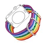 Rainbow Wristband for Apple Watch 38MM, Bandmax High Quality Watch Strap Comfortable Denim Fabric Replacement Band for Apple Watch Series 3/2/1