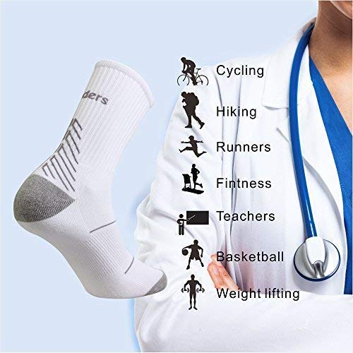 IMITOR Calcetines de Senderismo para Hombre y Mujere Algodón Transpirable Calcetines de Trekking Calcetines Térmicos para Actividades al Aire Libre Ciclismo Correr Escalar 3 Pares (Blanco Gris)