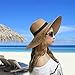 Womens Sun Hat Foldable Floppy Travel Packable UV Summer Beach Straw Hats UPF50 (Khaki)