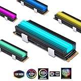 EZDIY-FAB 12V RGB SATA NVMe NGFF M.2 Heatsink SSD Cooler for 2280 M.2 SSD, with Thermal Pad (SSD Not Included)