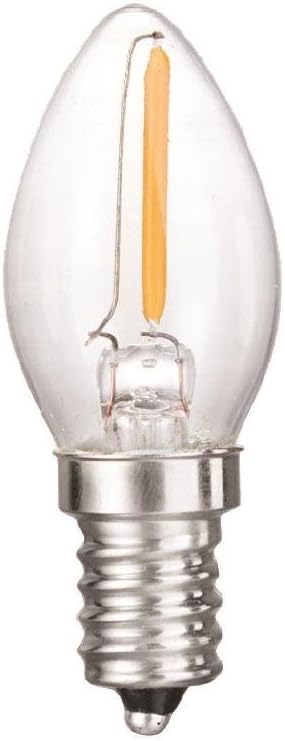 TriGlow T95093 LED 0.5 Watt (7W Replacement) DIMMABLE 2700K (Warm White Color) E12 Candelabra Base Clear Filament Night Light Bulb, UL Listed