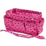 Periea handbag organiser medium pink with black hearts purse insert - Tilly