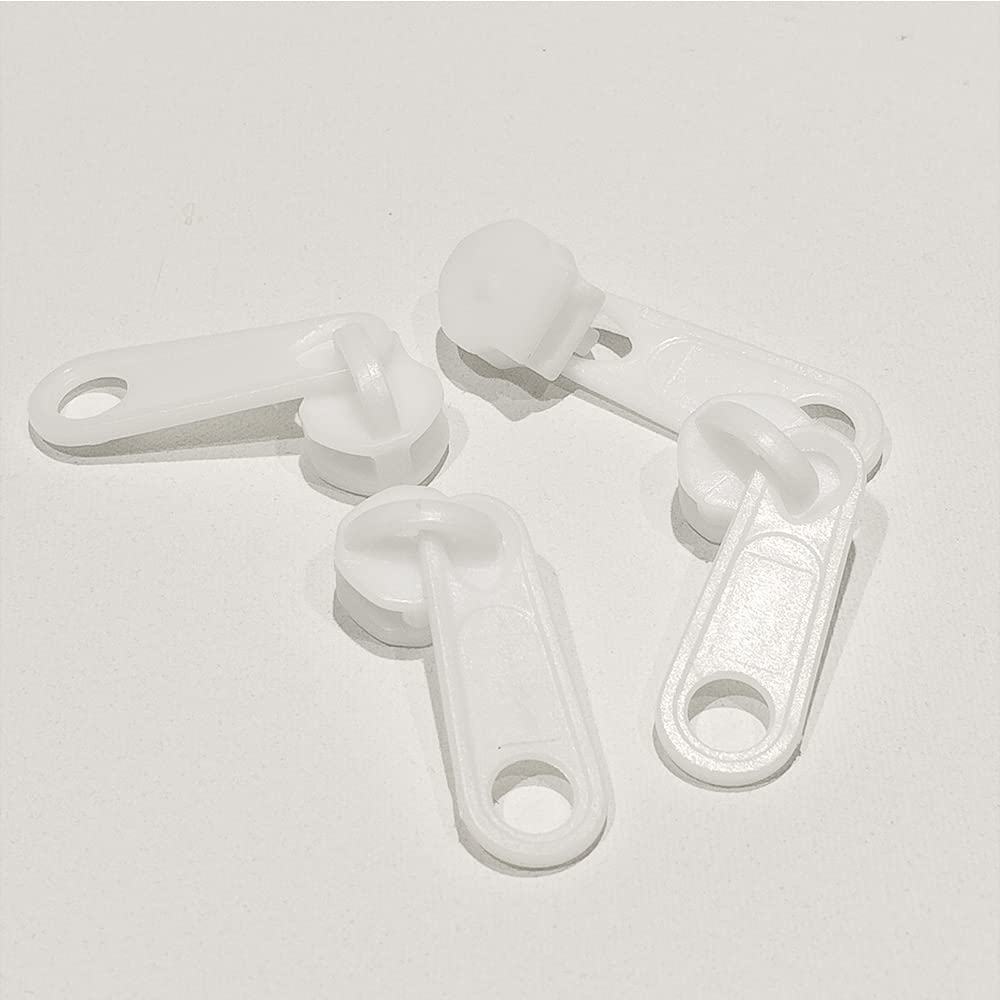 Zipper Sliders Free 50 Pieces/Tube, Plastic Sliders for Sewing and Repair Zippers, Zipper Puller, White Sliders #5, (5#, 101)