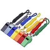 Mudder 7 Pieces Plastic Coach Whistle Sports Referee Whistle