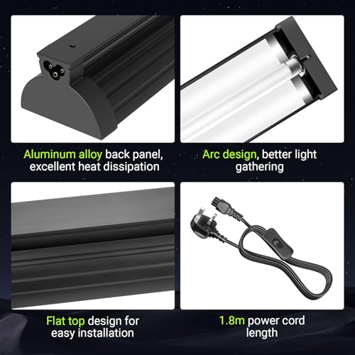 Jellybibo 8W T5 UVB Light Reptile Kit, 10% UVB & 30% UVA for Tropical Desert Reptiles, 31.5cm (12.4in) High Output Fixture with T5 10.0 UVB Tube for Bearded Dragon, Lizard, Tortoise & Gecko