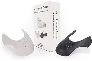 Preventa Crease Shoe Crease Protector (2 Pairs - 1 Black & 1 White), Shoe Guard for Jordan Air Force, Nike, Dunks, Durable & Breathable TPE Material, Anti Wrinkle Sneaker Protector, Women's Size 4-9
