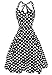 Anni Coco Women's Halter Polka Dots 1950s Vintage Swing Tea Dress - Medium - 1st - Black & White Dots