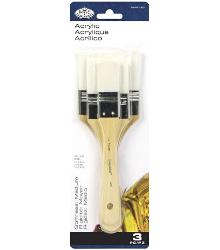 Set De 12 Brochas De Pintura Royal & Langnickel - Taklon Dorado, Mango Madera, Ideal Para Artistas