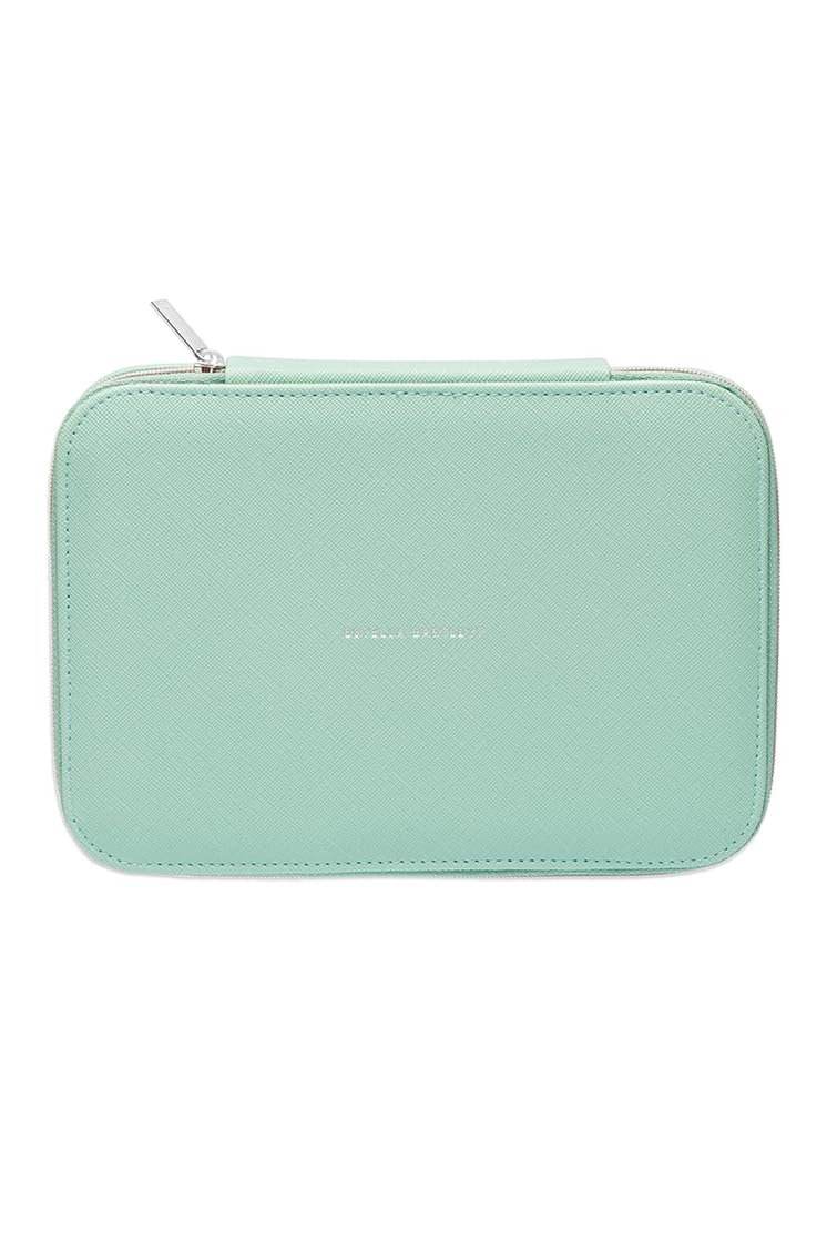 Estella Bartlett Spearmint Faux Leather Saffiano Slim Book-Shaped Jewellery Box – Travel Jewellery Organiser with Ring, Earring & Necklace Compartments