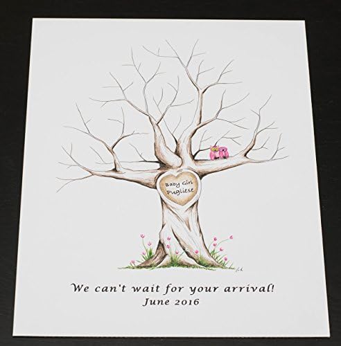 Fingerprint Tree custom wedding guestbook - Original thumbprint guest book alternative (Small Size) includes 1 ink pad!!