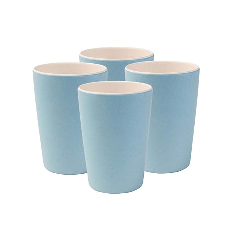 BIOZOYG Hochwertiges Kindergeschirr I 4 teiliges Bambus Becher Set BPA frei, spülmaschinenfest I Campinggeschirr Partybecher 