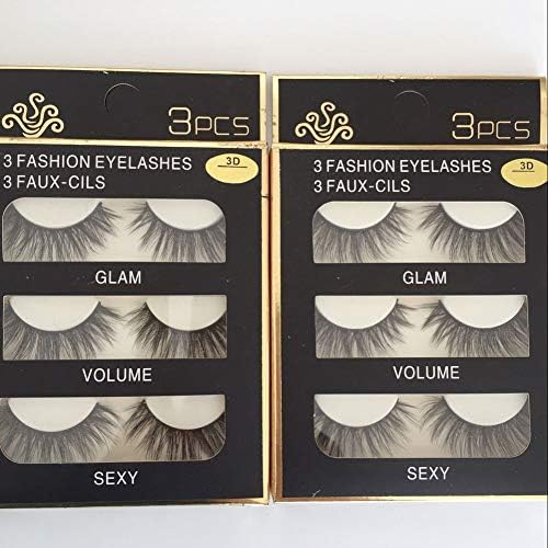 Sunniess Hair Imported Fiber 3D Mink False Eye lashes Handmade Reusable Long Cross Makeup Natural 3D Fake Thick Black EyeLashes 6 Pairs(3D-01)