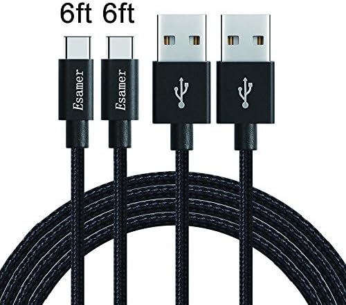 USB Type c cable Esamer Type c cable 6FT(2-pack)Nylon Braided USB A to C Fast Charger Cable for Samsung galaxy s8/plus Google Pixel Huawei P9 /Plus Huawei Mate 9 New Macbook