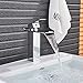 Votamuta Chrome Waterfall Spout Single Lever Bathroom Sink Vanity Faucet Deck Mounted Basin Mixer Tap with Cover Plate and Pop Up Drain