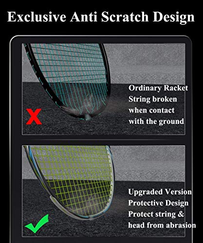WHIZZ Graphite Badminton Racket Set, Upgraded Version with Grommet Strip (Sword Black+White)