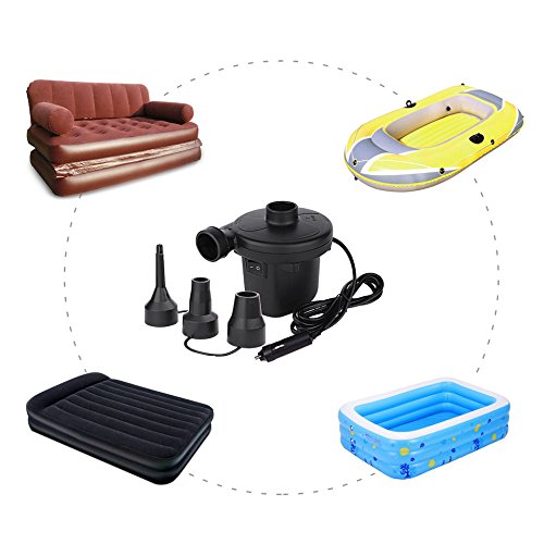 Cadrim Electric Air Pump 12V DC Portable Air Pump for Inflatable Air Mattress with 3 Nozzles （Only for Car Lighter Use） - Thumbnail 5