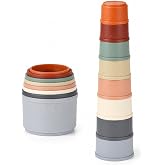 Montessori Stacking Cups and Nesting Toys for Babies 6-12 Months, Pattern Sensory Sorting Game for Toddlers 1-3, Early Learning Fine Motor Skills, Bath and Water Play Set, Gender Neutral Baby Gift