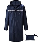AIMLYXEE Men’s Waterproof Hooded Raincoat, Lightweight Packable Windproof Long Rain Jacket with Reflective Strip