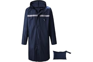 AIMLYXEE Men’s Waterproof Hooded Raincoat, Lightweight Packable Windproof Long Rain Jacket with Reflective Strip