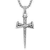 Cross Necklace S925 Sterling Silver Jesus Cross Necklaces for Men Women Crucifix Pendant Jesus Necklace with Abalone Shell Religion Protection Amulet Jewelry Gift for Father Husband Dad Son Him Mom
