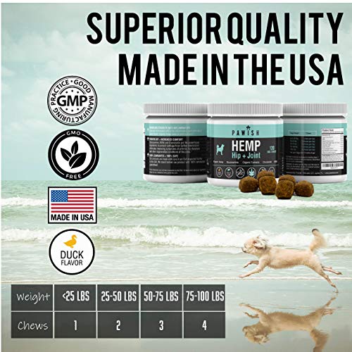 Hemp Hip & Joint Supplement for Dogs with Organic Hemp Oil, Glucosamine