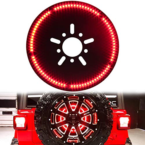 SUNPIE Jeep JL Third Brake Light Spare Tire LED Ring Designed for 2018 2019 Wrangler JL JLU Models with Back Up Camera (Enlarged Center Hole)